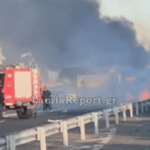 Λαμία: Φορτηγό  τυλίχθηκε στις φλόγες στην εθνική οδό Βελεστίνου – Διακοπή κυκλοφορίας